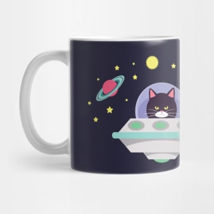 Grumpy UFO Space Invader Cat Mug